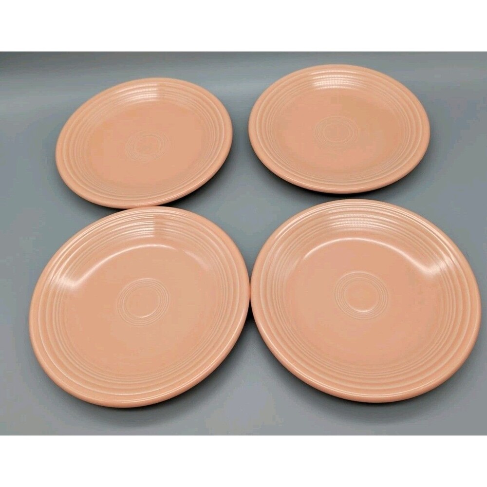 Set of 4 Fiesta Salad Plates Apricot Peach Salmon Homer Laughlin Post 1986 HLC